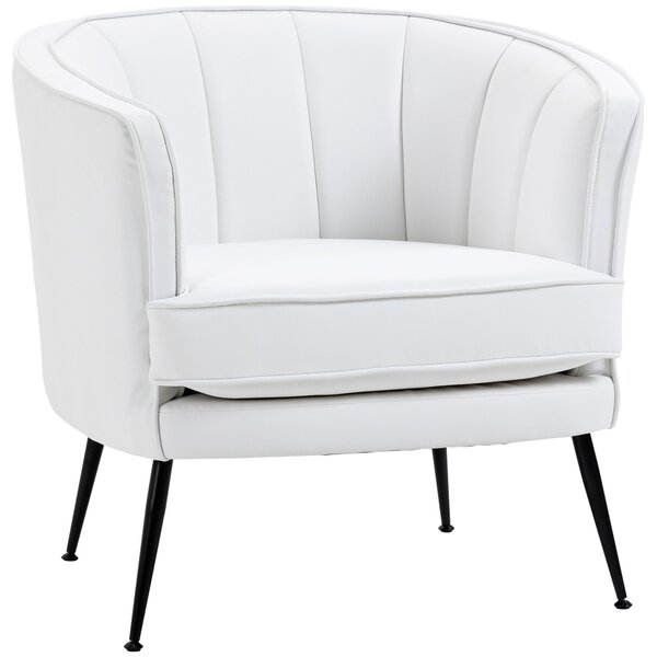 Poltroncina Imbottita da Camera 78,5x68x75 cm in Similpelle e Acciaio Bianco