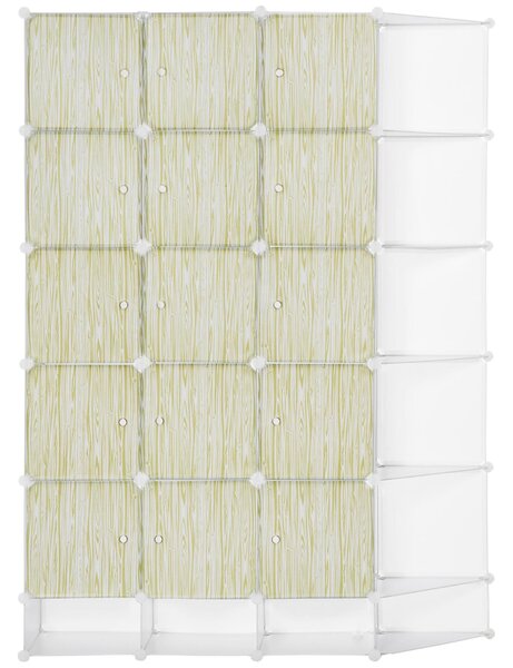 Scarpiera Modulare 145x47x196 cm Pannelli a Cubo e Triangolo in PP e Acciaio
