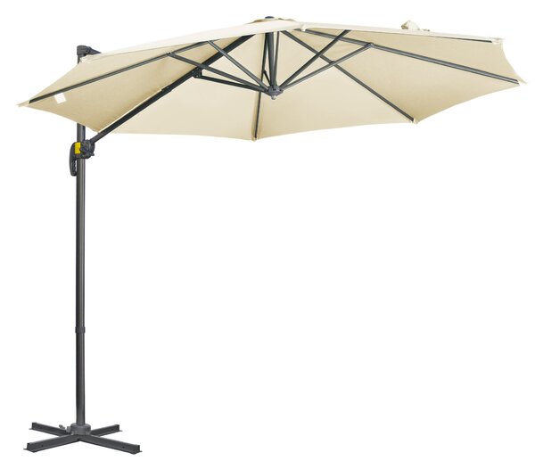 Ombrellone da Giardino Decentrato Ø294x248 cm in Alluminio Acciaio e Poliestere Bianco Crema
