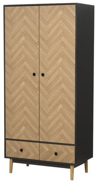 Armadio 2 Ante 2 Cassetti 90x50x190 cm in Legno Grigio Scuro