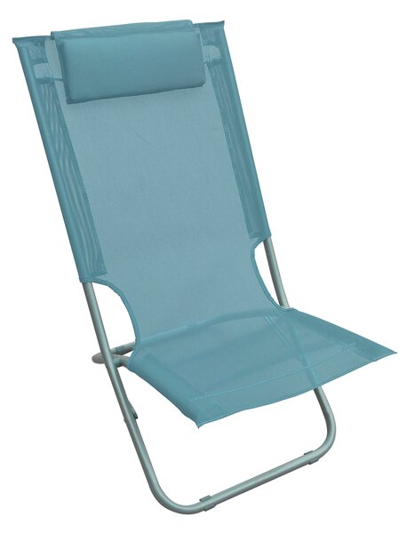 Sedia Mare Spiaggina Pieghevole 68x48x72 cm con Cuscino in Acciaio e Textilene Blu