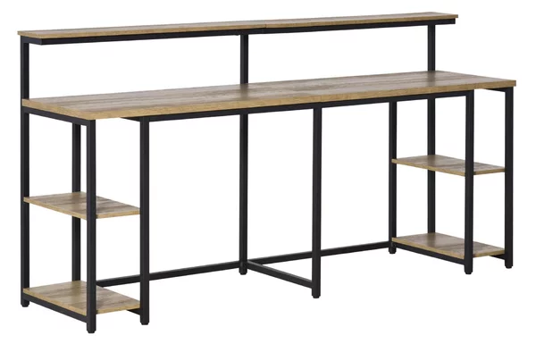 Scrivania da Ufficio Doppia 200x53x100 cm in Metallo e MDF Nero Marrone