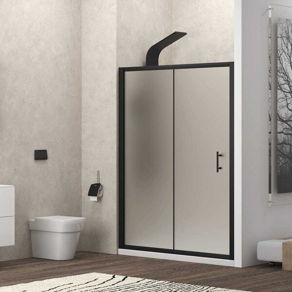 Kamalu porta doccia 110cm telaio nero e vetro opaco scorrevole | kfn5000ns