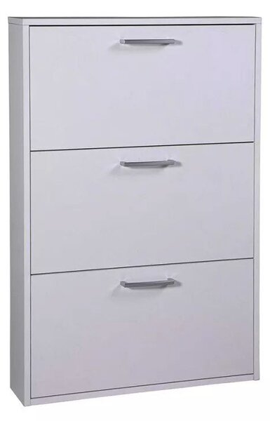 Scarpiera Salvaspazio 3 Ante 9 Paia 65x15x99,6 cm in Truciolare Nobilitato Bianca