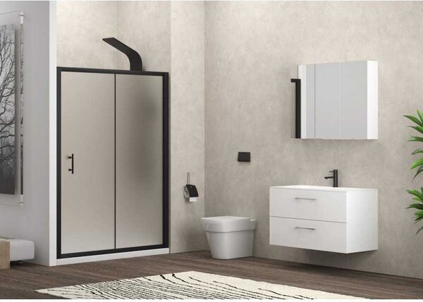 Kamalu porta doccia 110cm telaio nero e vetro opaco scorrevole | kfn5000ns