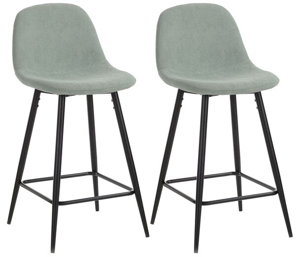 Set 2 Sgabelli 43x40x91,5 cm in Velluto Verde