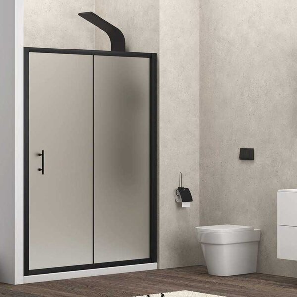 Kamalu porta doccia 110cm telaio nero e vetro opaco scorrevole | kfn5000ns