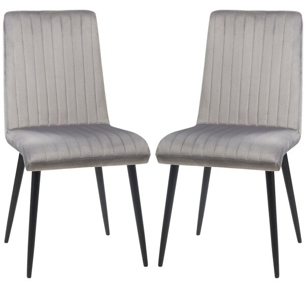 Set 2 Sedie Imbottite 43x58x90 cm in Tessuto Grigio e Nero