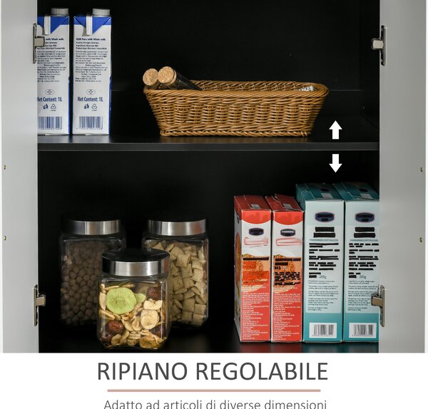 HOMCOM Mobiletto da Cucina Moderno in MDF con 2 Armadietti, 1 Cassetto e Ripiani Regolabili, 90x40x90 cm, Bianco e Nero|Aosom