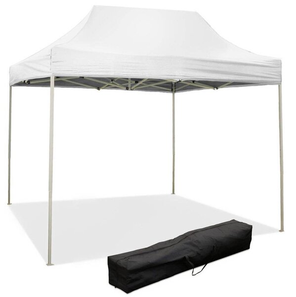 Gazebo Richiudibile Pieghevole 3x2m in Acciaio e PVC Impermeabile Bianco