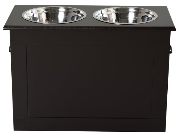 PawHut Set di Ciotole per Cani con supporto rialzato contenitore 2 ciotole in acciaio Inox per cani o animali di grandi taglie marrone|Aosom