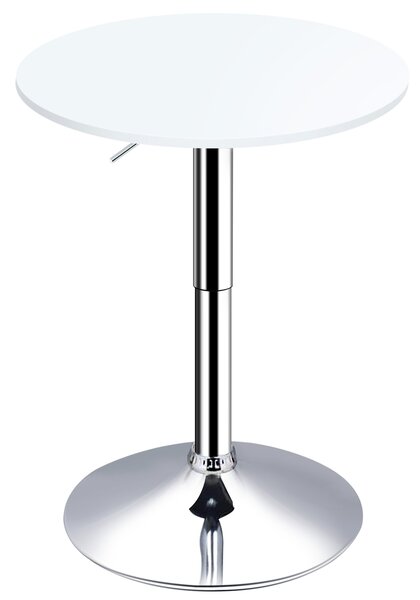 HOMCOM Tavolino da Bar Rotondo con Altezza Regolabile in Metallo e MDF, Arredamento Moderno Casa Φ60x69-93cm Bianco