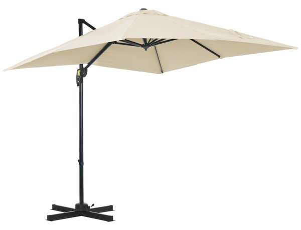 Ombrellone da Giardino Decentrato 245x245x248 cm in Alluminio Crema