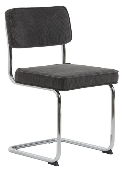 Sedia da pranzo grigio scuro in velluto a coste Rupert - Unique Furniture