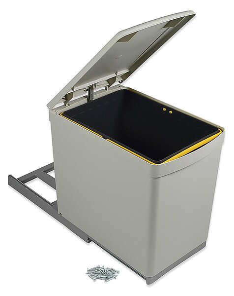 Pattumiera Differenziata per Mobili Cucina 16L Estrazione Manuale Emuca Grigia