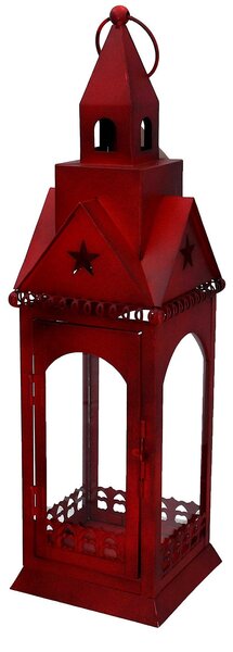 Lanterna in Metallo rosso quadro cm 13x13xh45,5