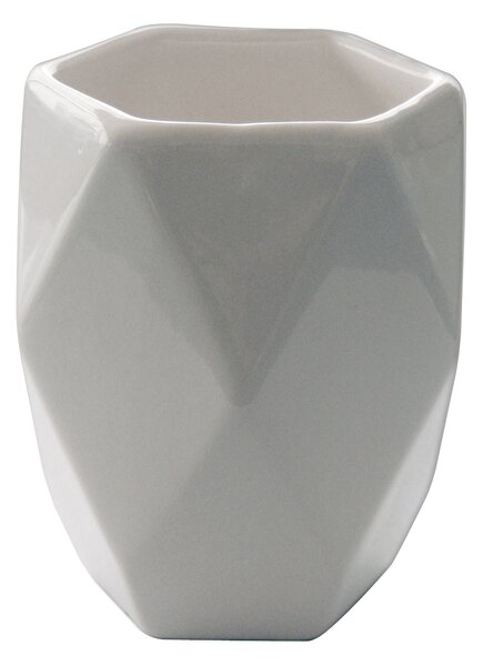 Bicchiere porta spazzolini Dalia in ceramica bianco