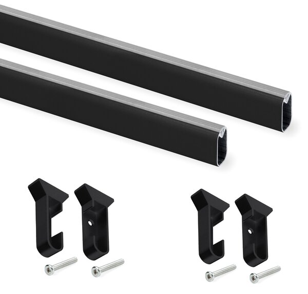 Set 2 Barre Appendiabiti per Armadio 75 cm in Alluminio Emuca Nero
