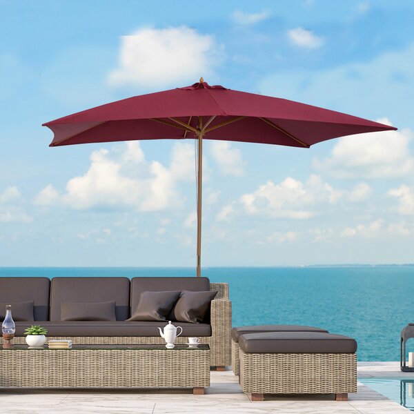 Ombrellone da Giardino 2x3 m Palo Ø38 mm in Legno e Poliestere Bordeaux