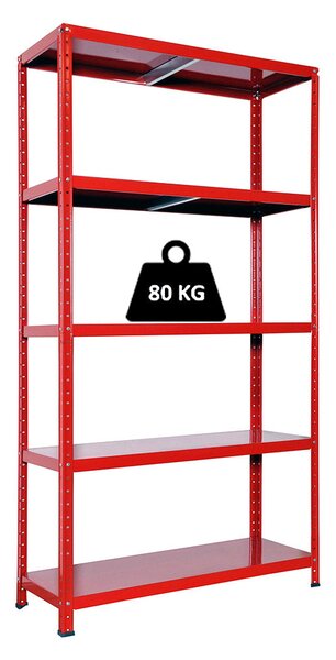 Scaffale in Metallo 5 Ripiani 100x40x187 cm Ettore Rosso