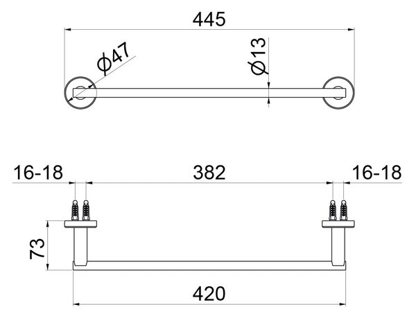 Portasciugamani da Parete 40 cm in Acciaio Inox Satinato Nilo