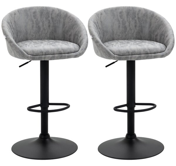Set 2 Sgabelli da Bar 57x50x84-104 cm Seduta in Similpelle Grigio Chiaro