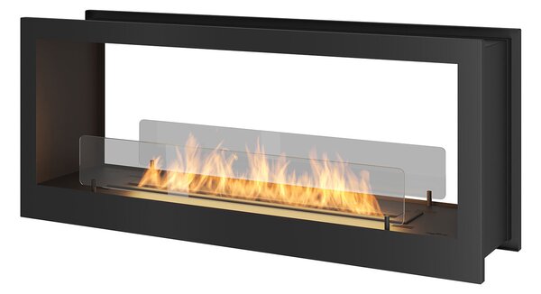 Camino a Bioetanolo da Incasso 120x50 cm Bifacciale 2 Side 1200 Nero con Vetro