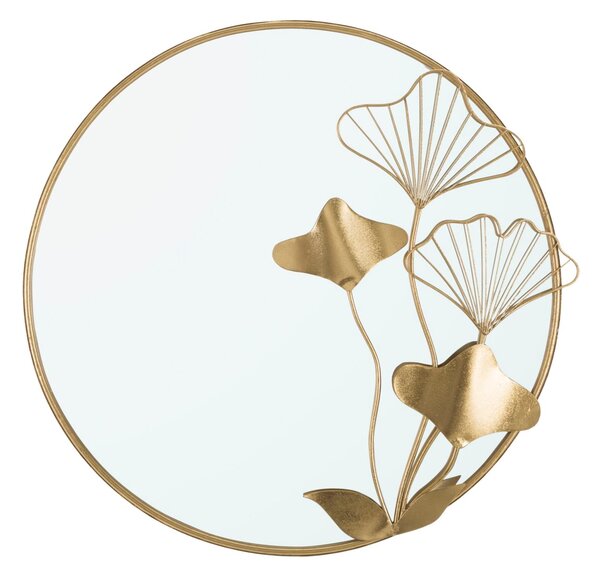 Specchio With Flower 75x3,5x72 cm in Ferro e MDF Oro