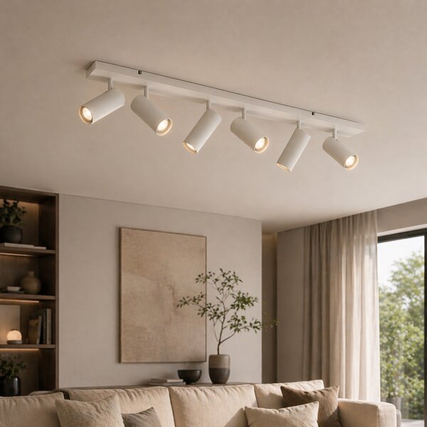 Plafoniera moderna beige 100 cm 6 luci regolabile - Renna