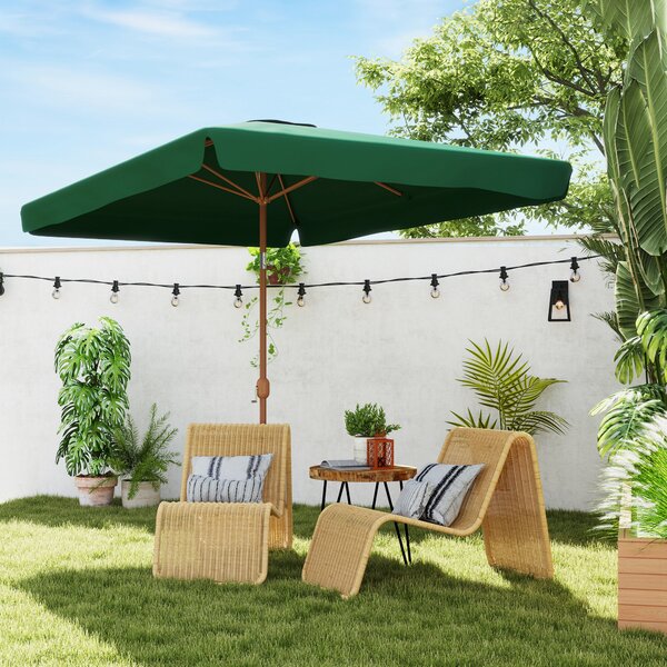 Outsunny Ombrellone da Giardino 2x3 m con Apertura a Manovella, Inclinabile e Anti UV 50+, Verde