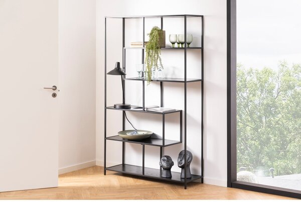 Libreria nera in frassino 114x185 cm Seaford - Actona