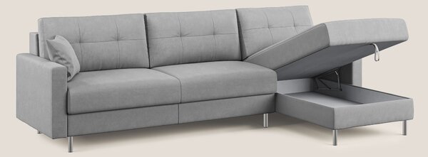 Megan divano letto angolare in microfibra smacchiabile T11 grigio