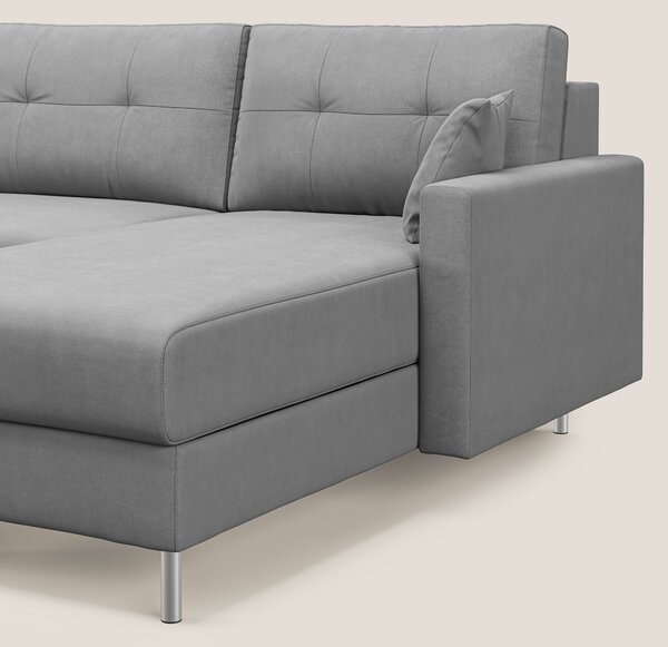 Megan divano letto angolare in microfibra smacchiabile T11 grigio