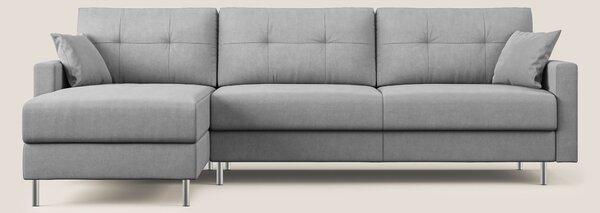 Megan divano letto angolare in microfibra smacchiabile T11 grigio