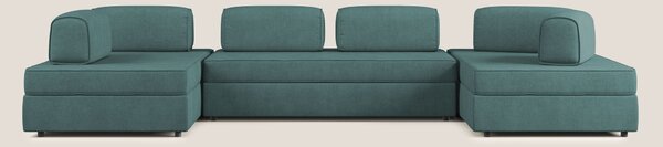 Liberty divano panoramico con pouf estraibile e schienali movibili in