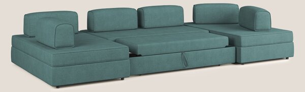 Liberty divano panoramico con pouf estraibile e schienali movibili in
