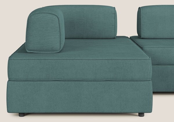 Liberty divano panoramico con pouf estraibile e schienali movibili in