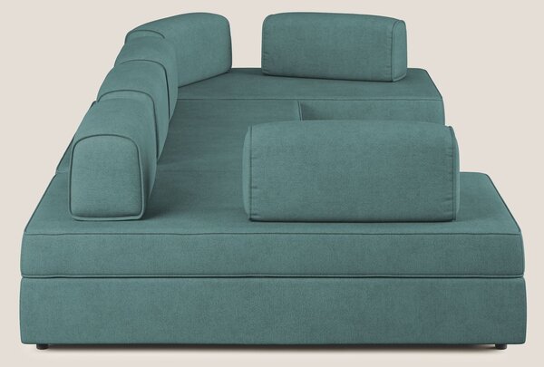 Liberty divano panoramico con pouf estraibile e schienali movibili in