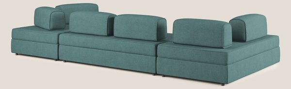 Liberty divano panoramico con pouf estraibile e schienali movibili in
