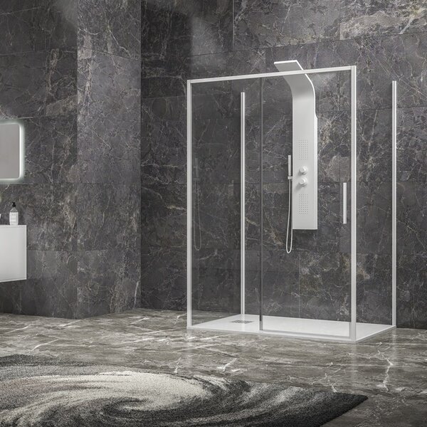 Kamalu box doccia 3 lati 70x100x70 scorrevole telaio bianco | kla-4000n
