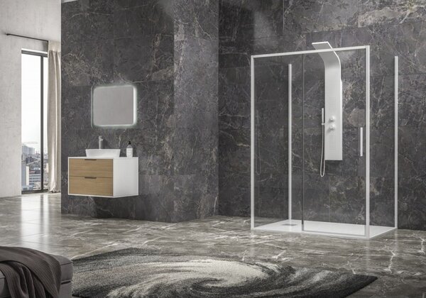 Kamalu box doccia 3 lati 70x100x70 scorrevole telaio bianco | kla-4000n