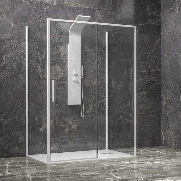 Kamalu box doccia 3 lati 70x100x70 scorrevole telaio bianco | kla-4000n
