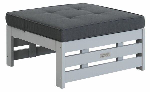 Pouff all'aperto Riverton 76130x70cm, Grigio, Nero, Legno