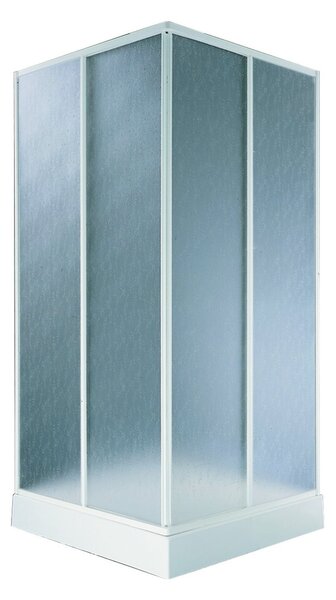 Box doccia rettangolare scorrevole Aqva 80 x 90 cm, H 180 cm in acrilico, spessore 1.5 mm spazzolato bianco