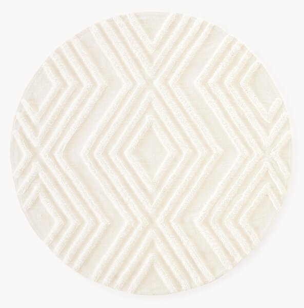 Tappeto rotondo in cotone con struttura in rilievo Ziggy