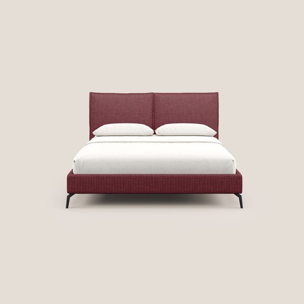 Cloe letto imbottito con piedi in metallo sfoderabile in tessuto fiamm