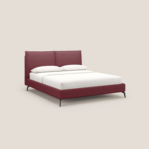 Cloe letto imbottito con piedi in metallo sfoderabile in tessuto fiamm