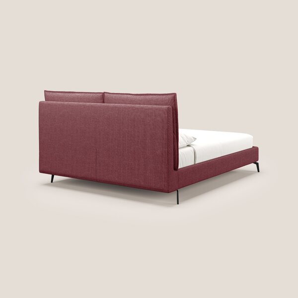 Cloe letto imbottito con piedi in metallo sfoderabile in tessuto fiamm