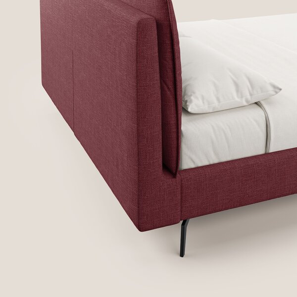 Cloe letto imbottito con piedi in metallo sfoderabile in tessuto fiamm