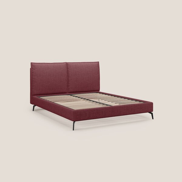 Cloe letto imbottito con piedi in metallo sfoderabile in tessuto fiamm